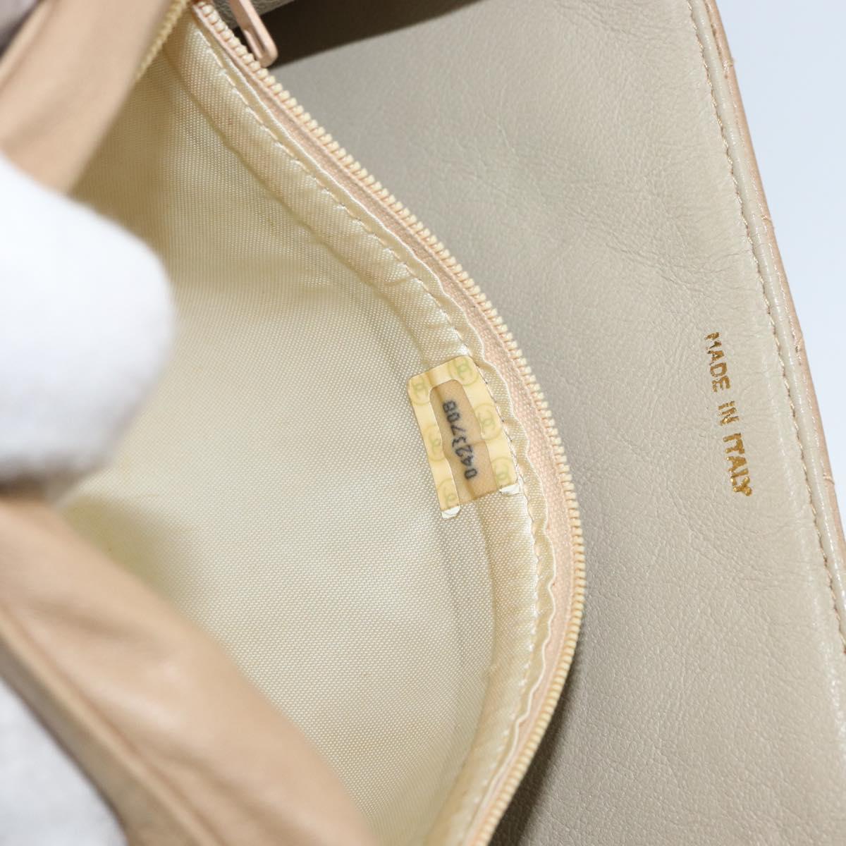 CHANEL Matelasse Chain Shoulder Bag Lamb Skin Beige Gold CC Auth bs32367