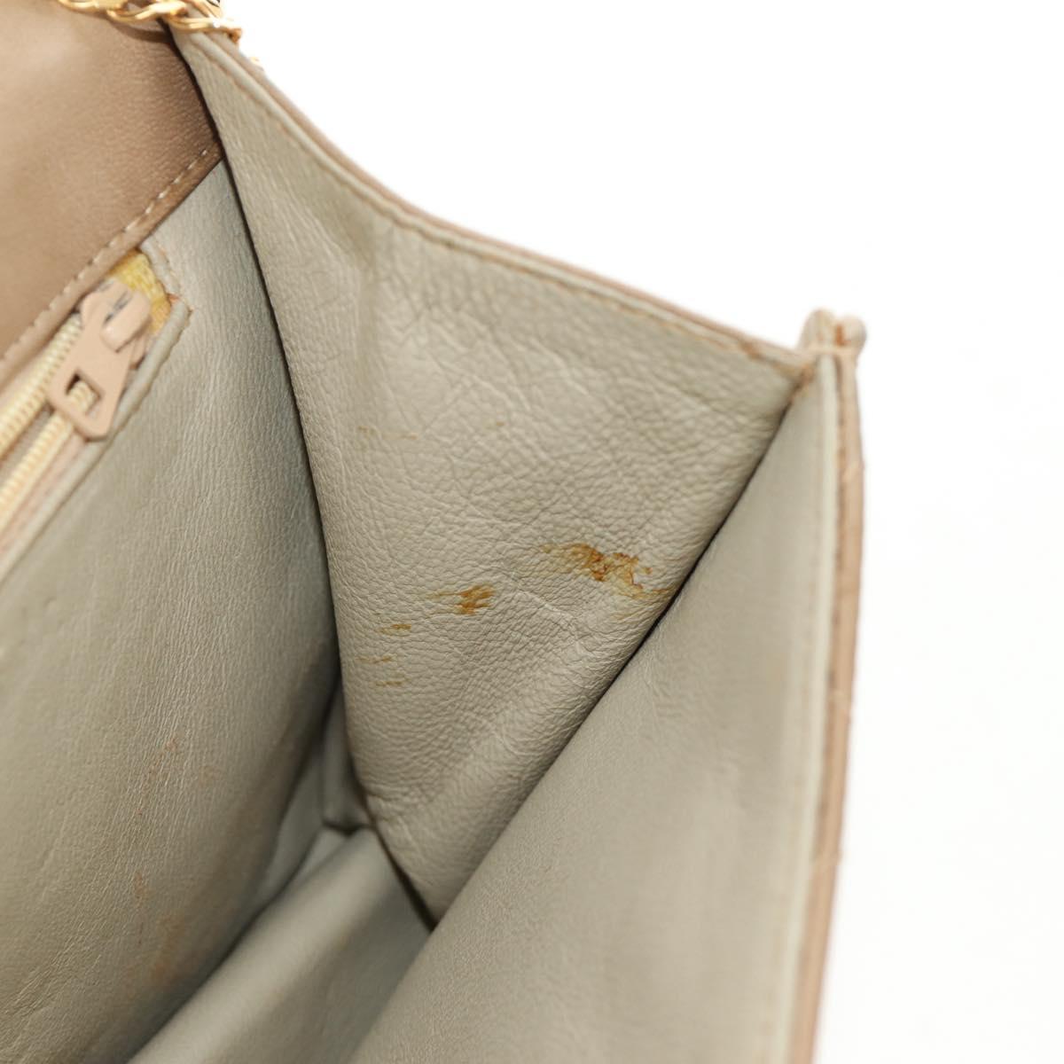 CHANEL Matelasse Chain Shoulder Bag Lamb Skin Beige Gold CC Auth bs32367