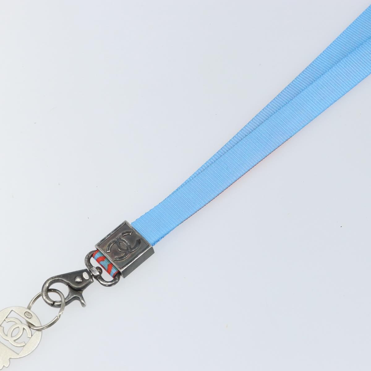 CHANEL Sports Necklace Strap Canvas Red Blue CC Auth bs32372