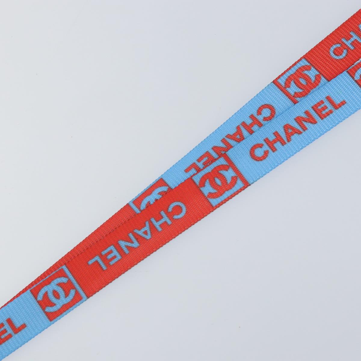 CHANEL Sports Necklace Strap Canvas Red Blue CC Auth bs32372