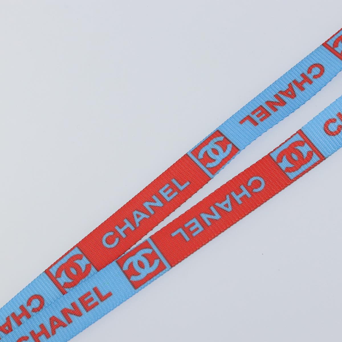 CHANEL Sports Necklace Strap Canvas Red Blue CC Auth bs32372