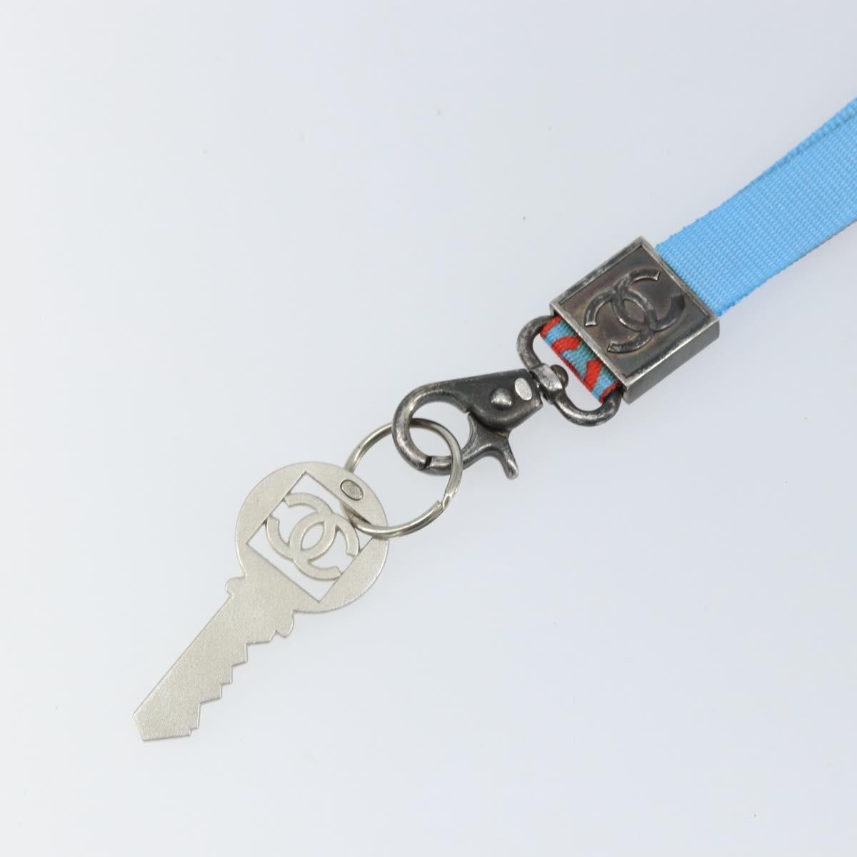 CHANEL Sports Necklace Strap Canvas Red Blue CC Auth bs32372