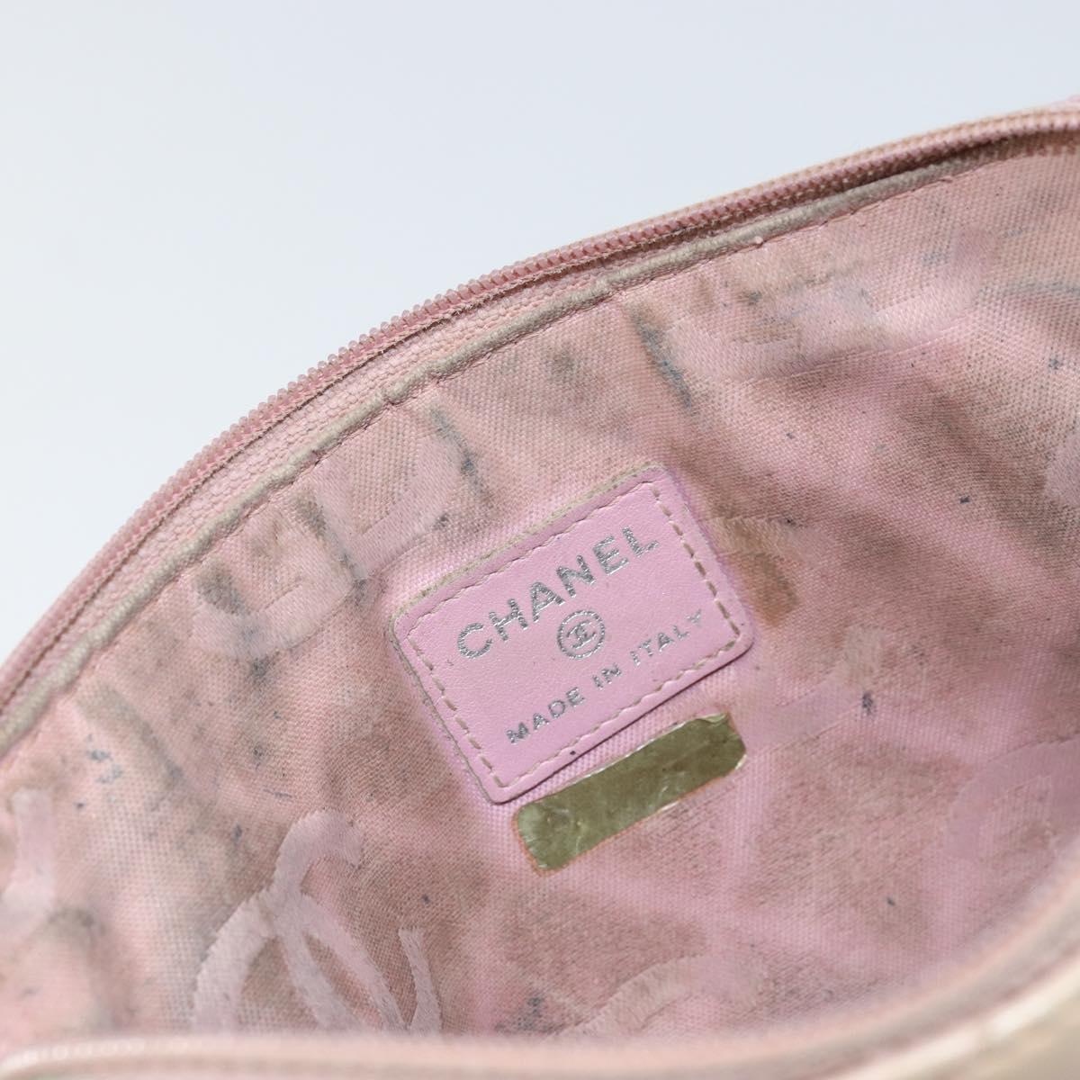 CHANEL Cambon Line Pouch Leather Pink Silver CC Auth bs32374