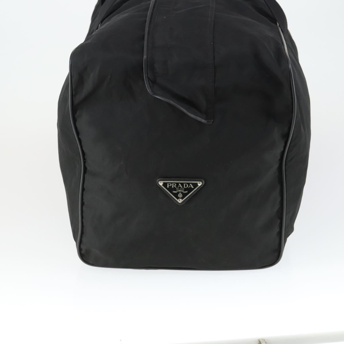 PRADA Boston Bag Nylon Black Silver Auth bs32377