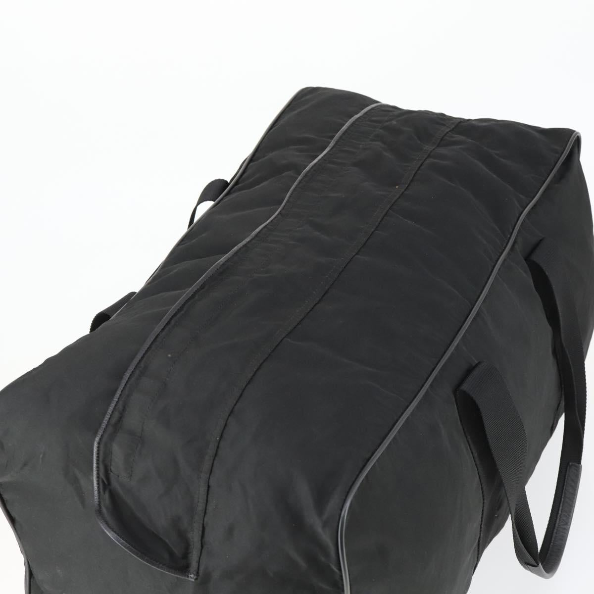 PRADA Boston Bag Nylon Black Silver Auth bs32377