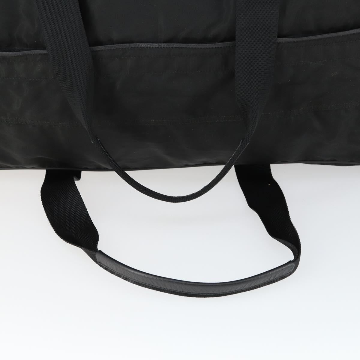 PRADA Boston Bag Nylon Black Silver Auth bs32377