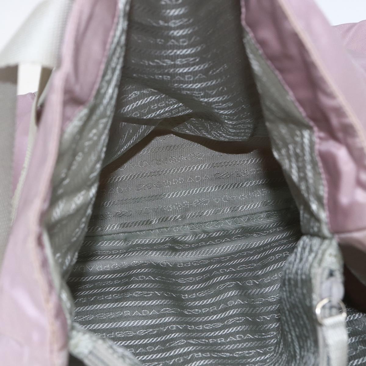 PRADA Tote Bag Nylon Pink Silver Auth bs32378