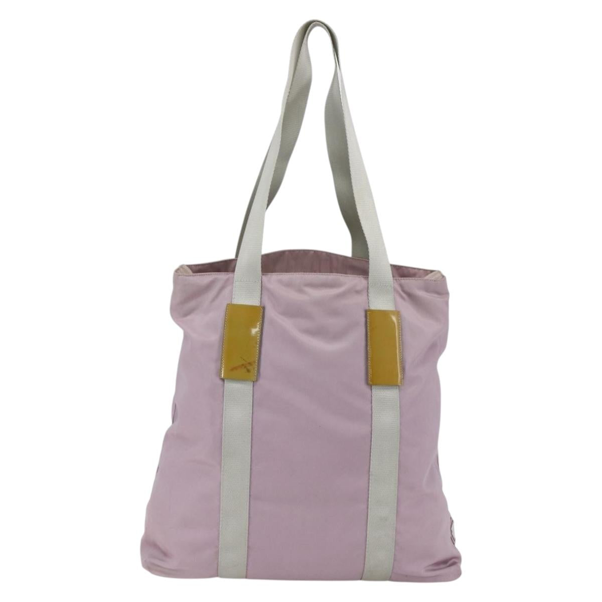 PRADA Tote Bag Nylon Pink Silver Auth bs32378