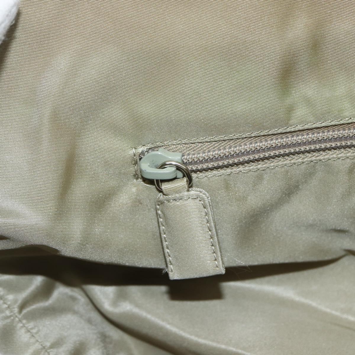 PRADA Hand Bag Nylon Khaki Silver Auth bs32380