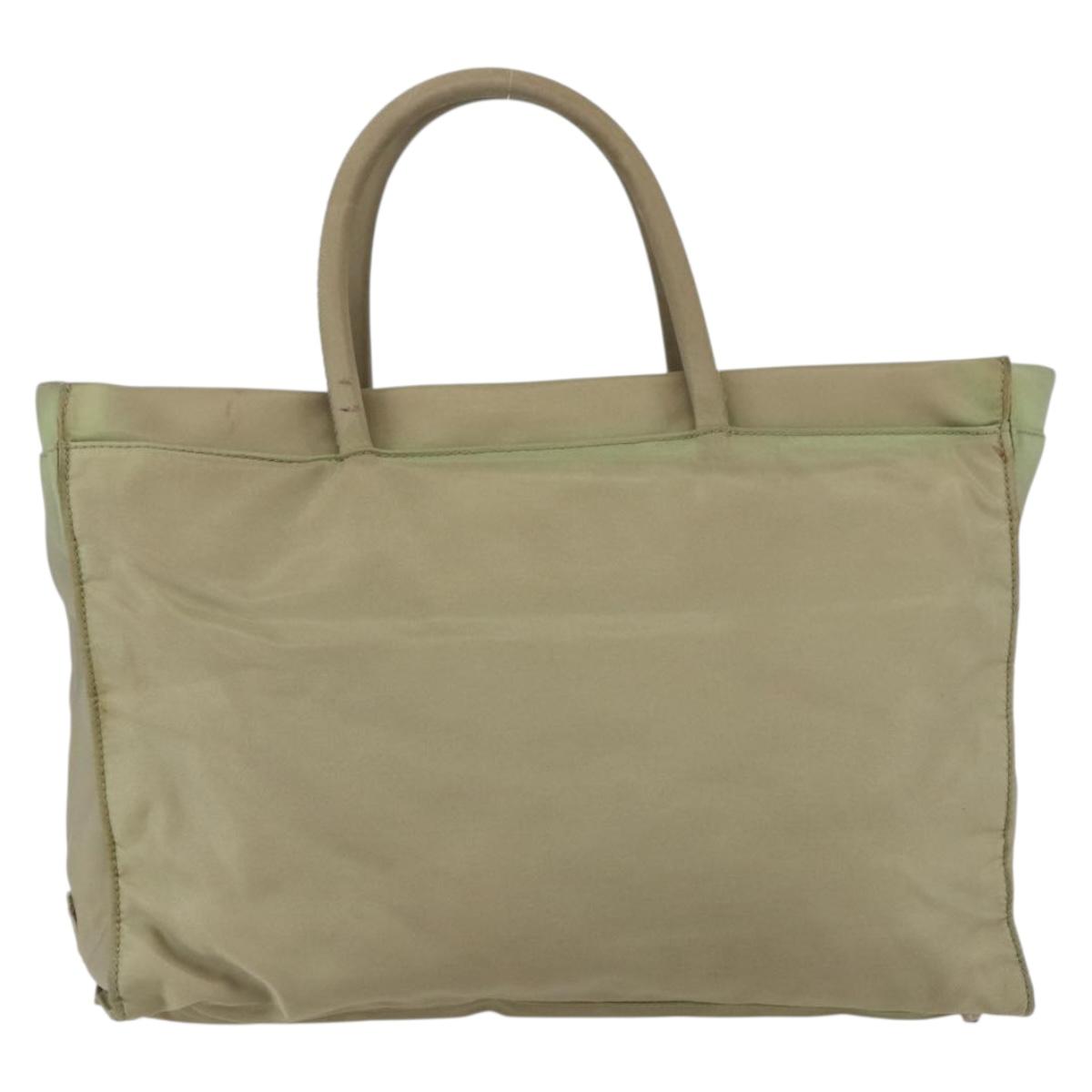 PRADA Hand Bag Nylon Khaki Silver Auth bs32380