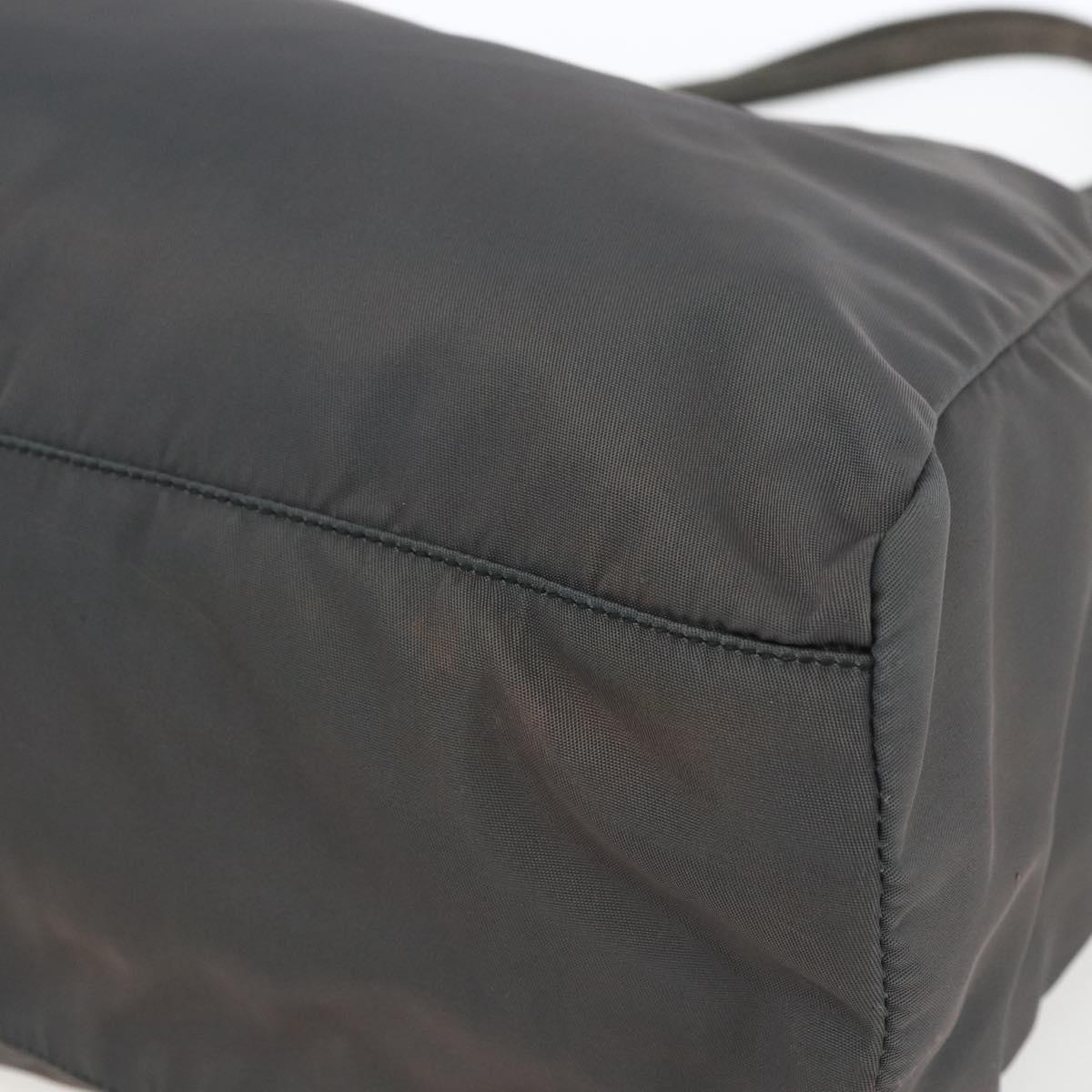 PRADA Hand Bag Nylon Gray Silver Auth bs32381