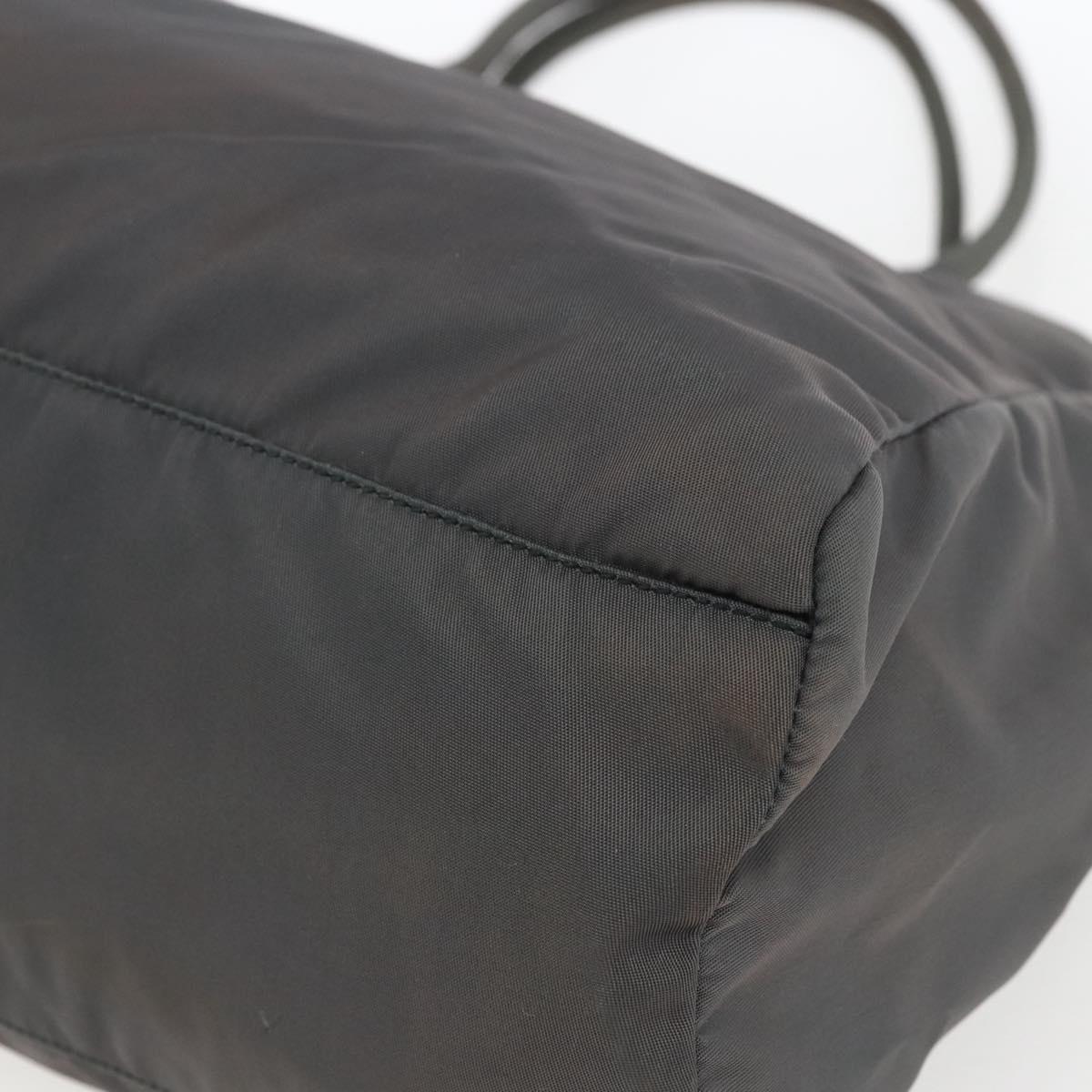 PRADA Hand Bag Nylon Gray Silver Auth bs32381