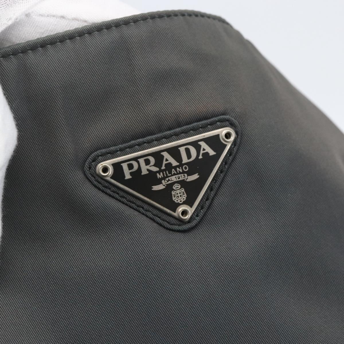 PRADA Hand Bag Nylon Gray Silver Auth bs32381
