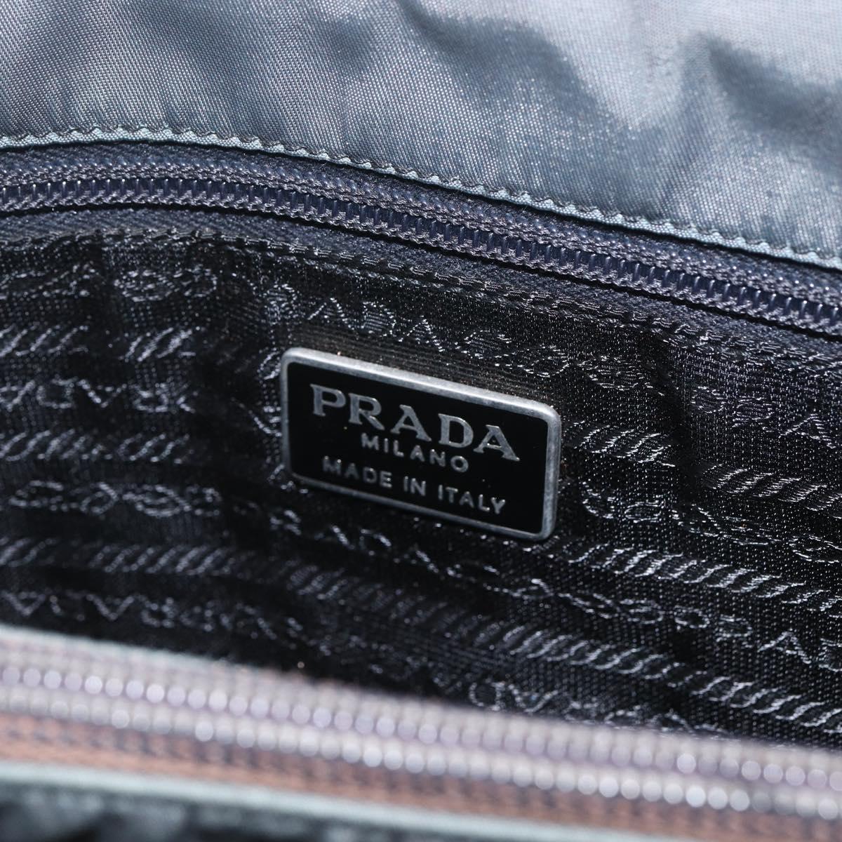 PRADA Hand Bag Nylon Gray Silver Auth bs32381