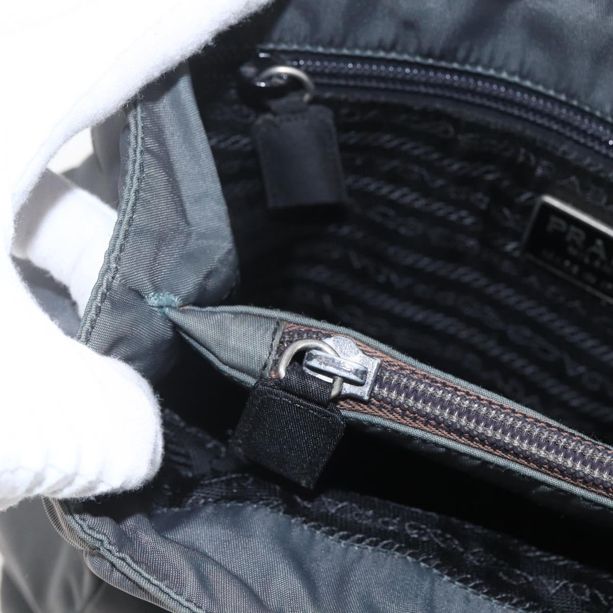 PRADA Hand Bag Nylon Gray Silver Auth bs32381
