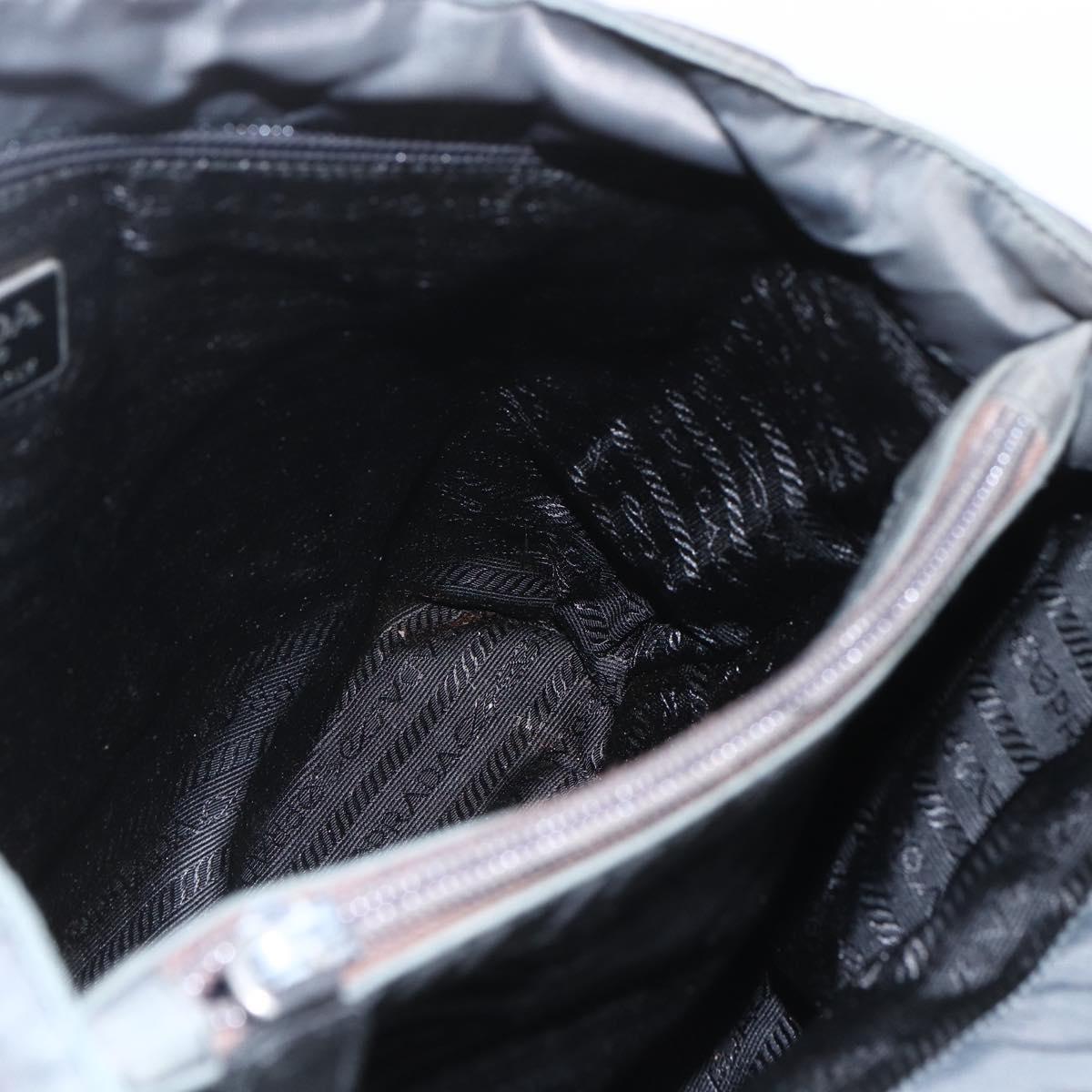 PRADA Hand Bag Nylon Gray Silver Auth bs32381