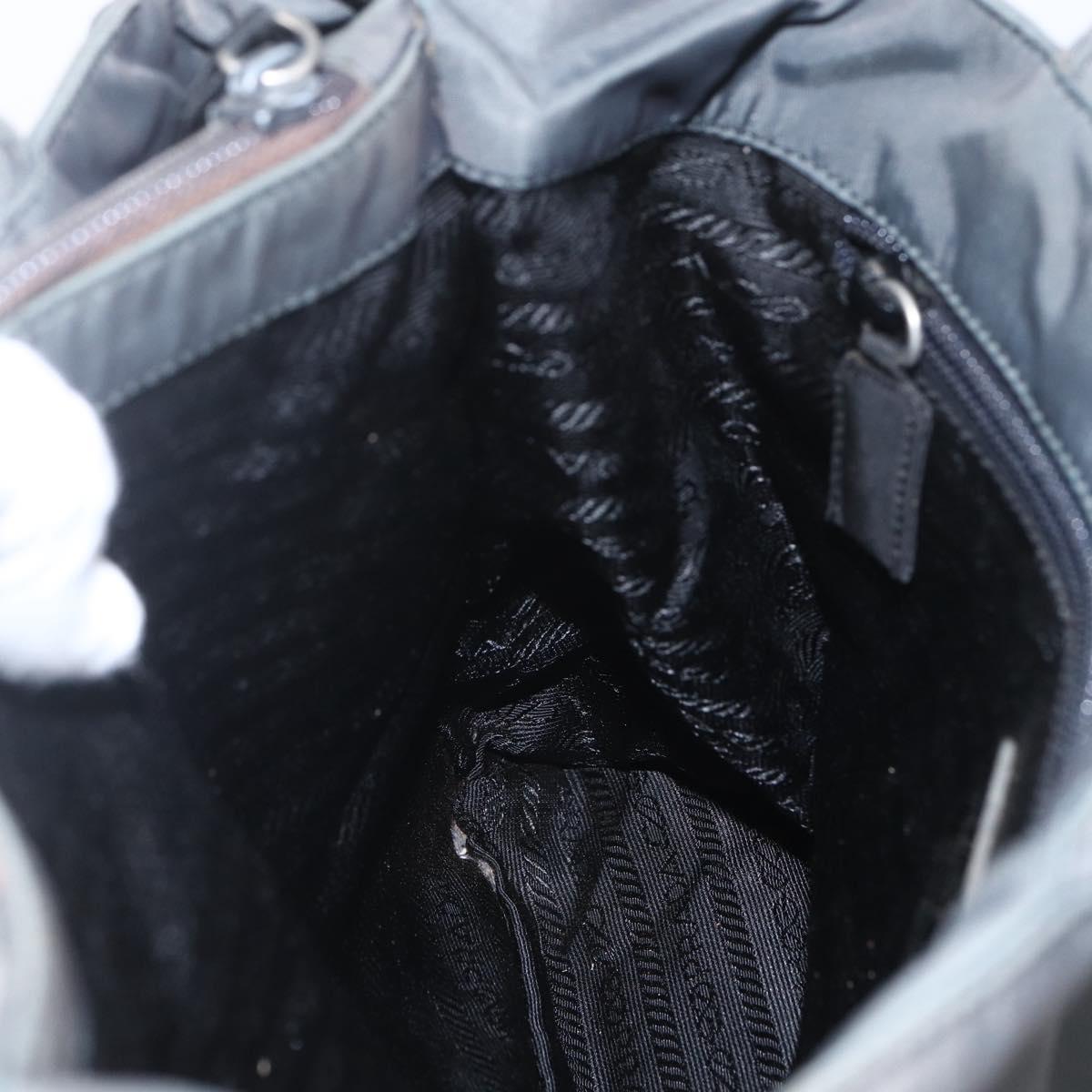 PRADA Hand Bag Nylon Gray Silver Auth bs32381