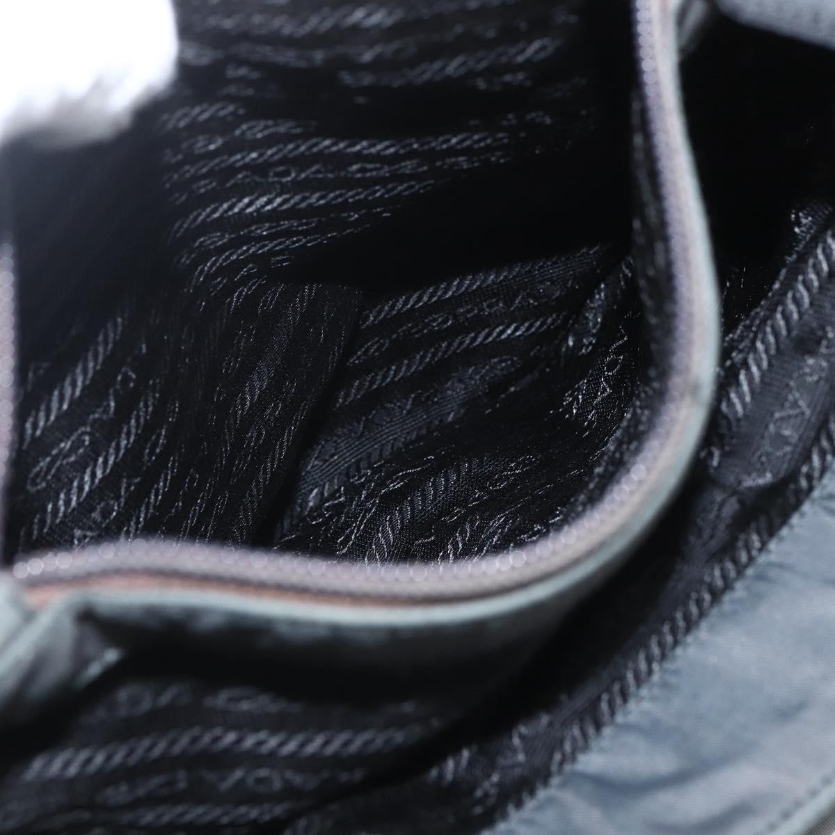 PRADA Hand Bag Nylon Gray Silver Auth bs32381