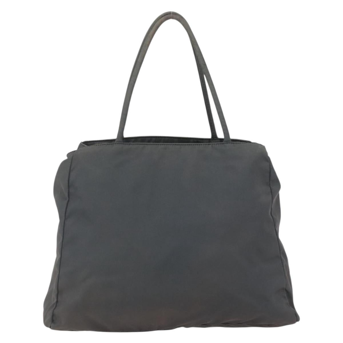 PRADA Hand Bag Nylon Gray Silver Auth bs32381