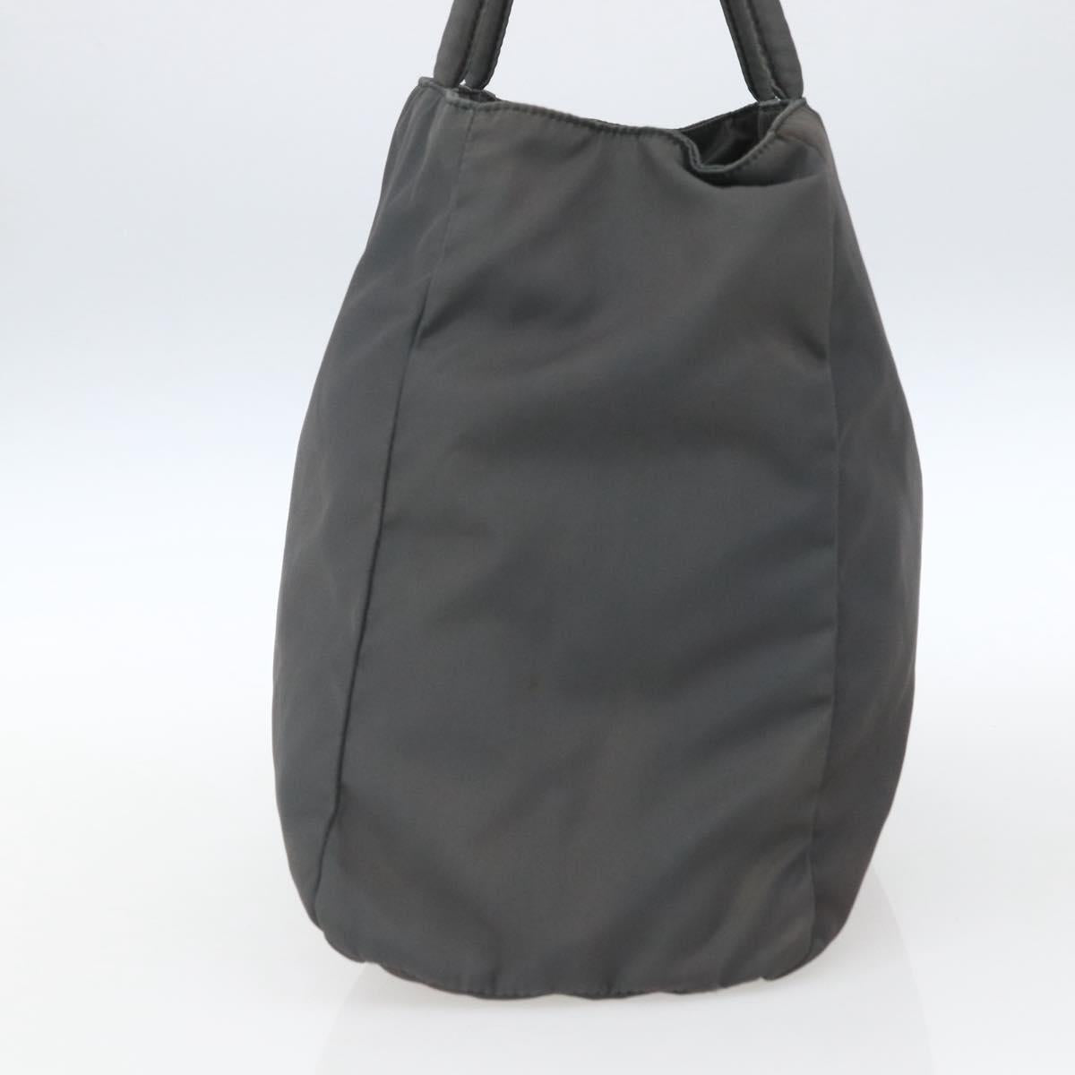 PRADA Hand Bag Nylon Gray Silver Auth bs32381