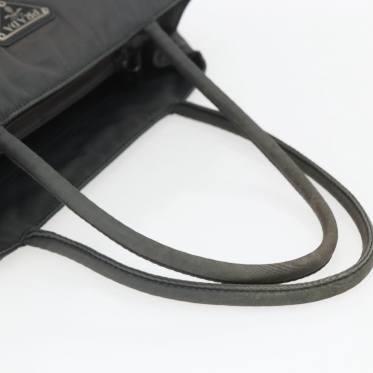 PRADA Hand Bag Nylon Gray Silver Auth bs32381