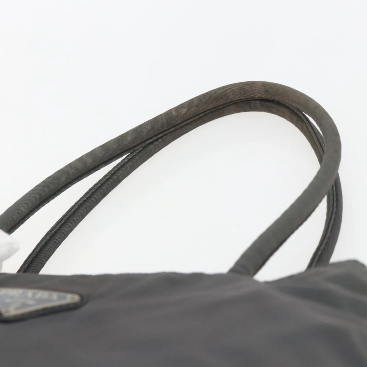 PRADA Hand Bag Nylon Gray Silver Auth bs32381