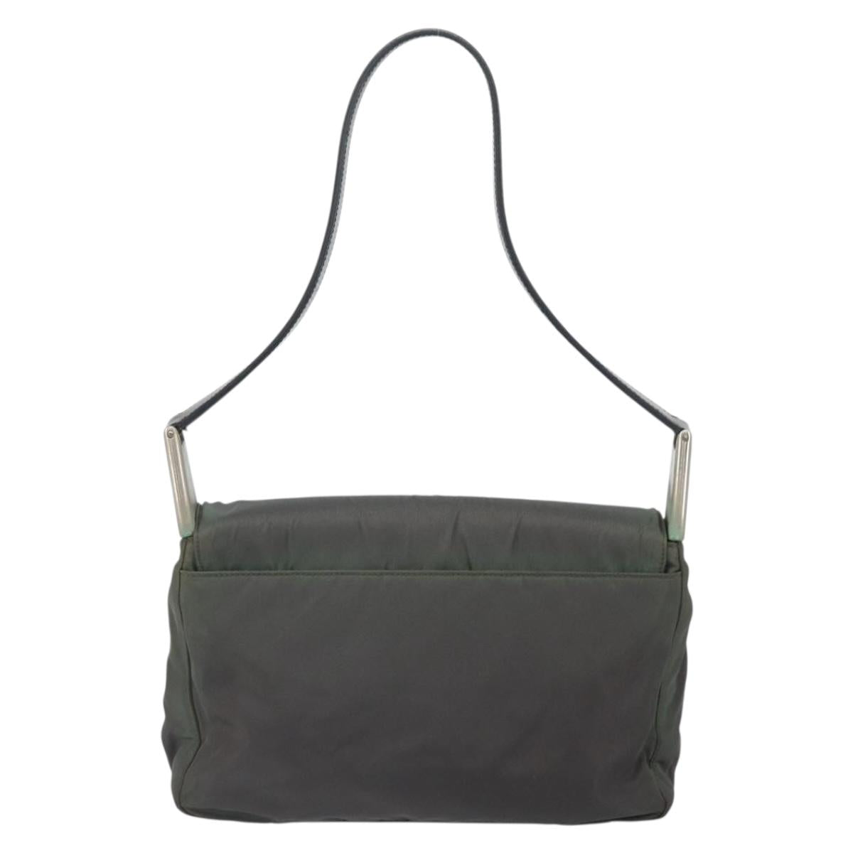 PRADA Shoulder Bag Nylon Gray Silver Auth bs32382