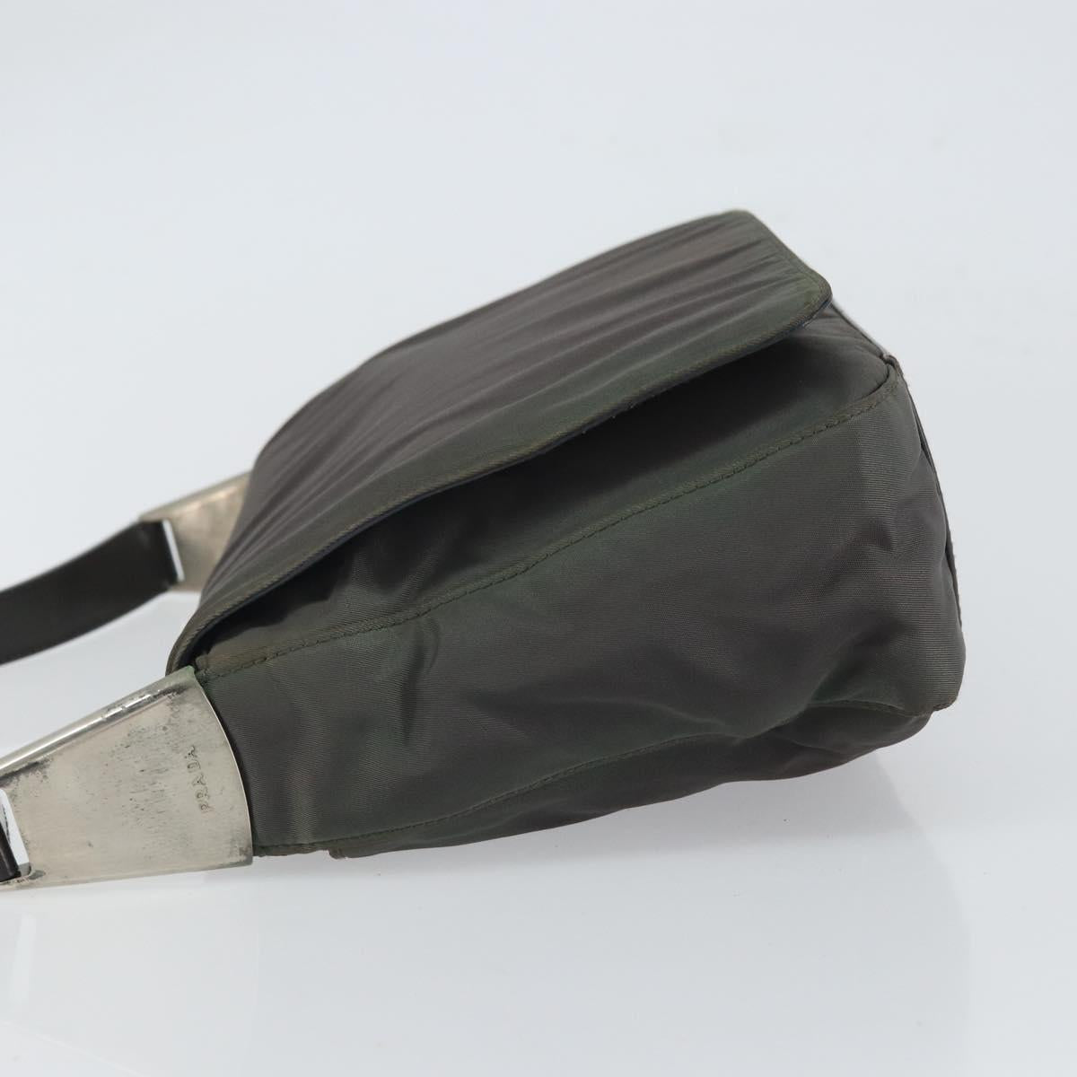 PRADA Shoulder Bag Nylon Gray Silver Auth bs32382