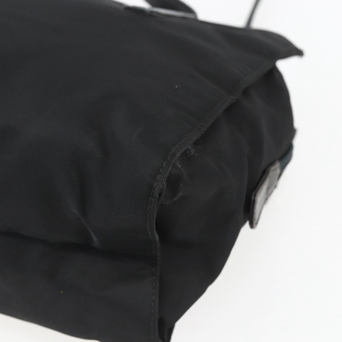 PRADA Tote Bag Nylon Black Silver Auth bs32383