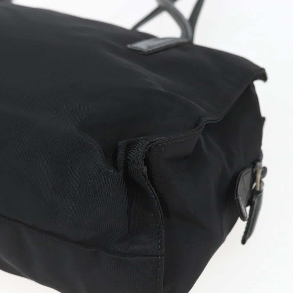 PRADA Tote Bag Nylon Black Silver Auth bs32383