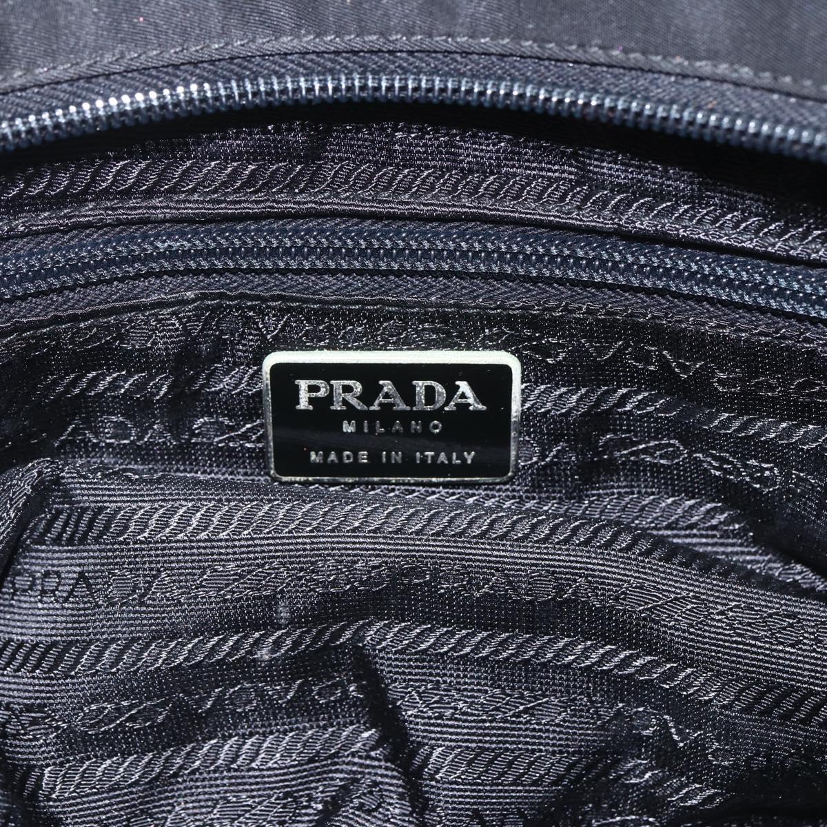 PRADA Tote Bag Nylon Black Silver Auth bs32383