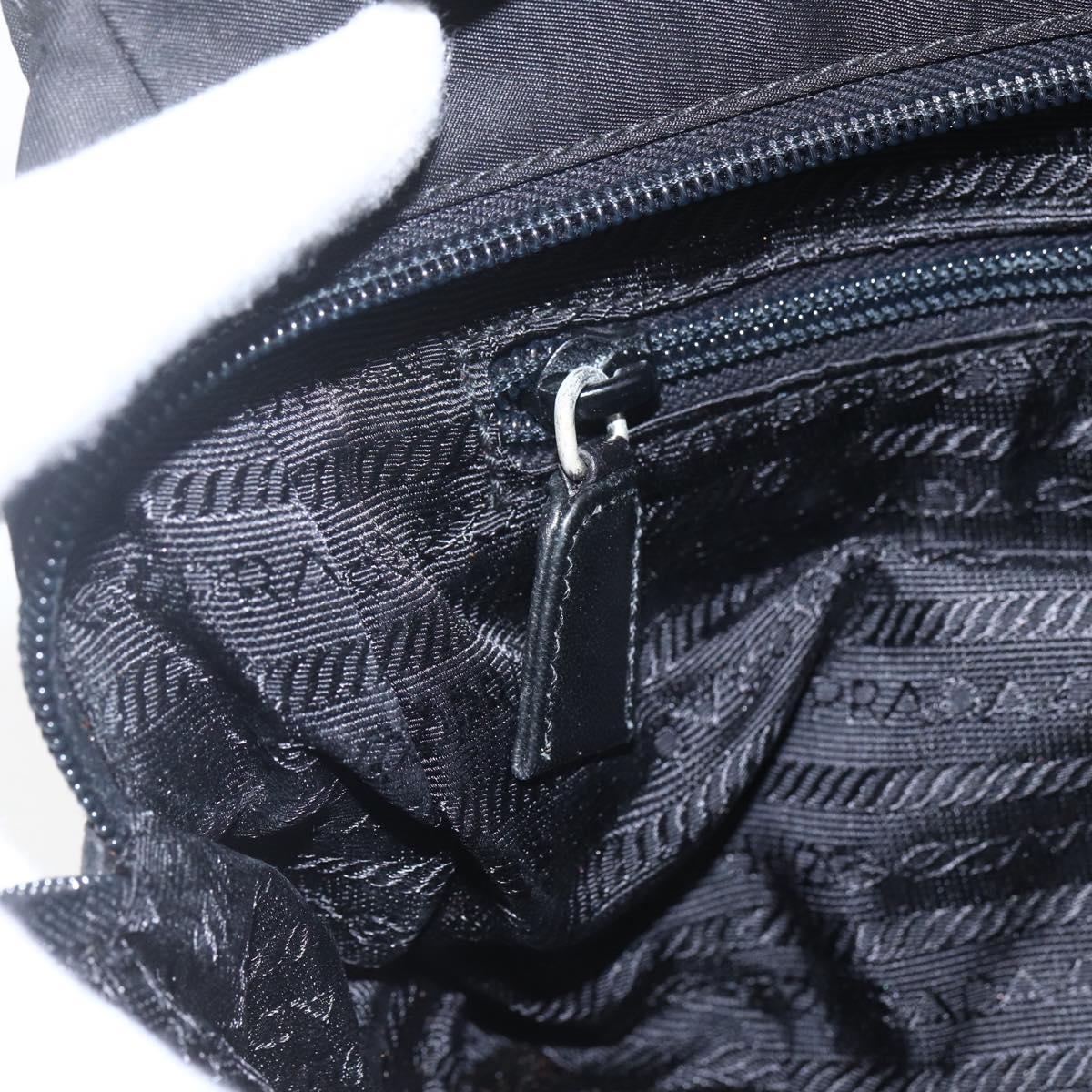 PRADA Tote Bag Nylon Black Silver Auth bs32383
