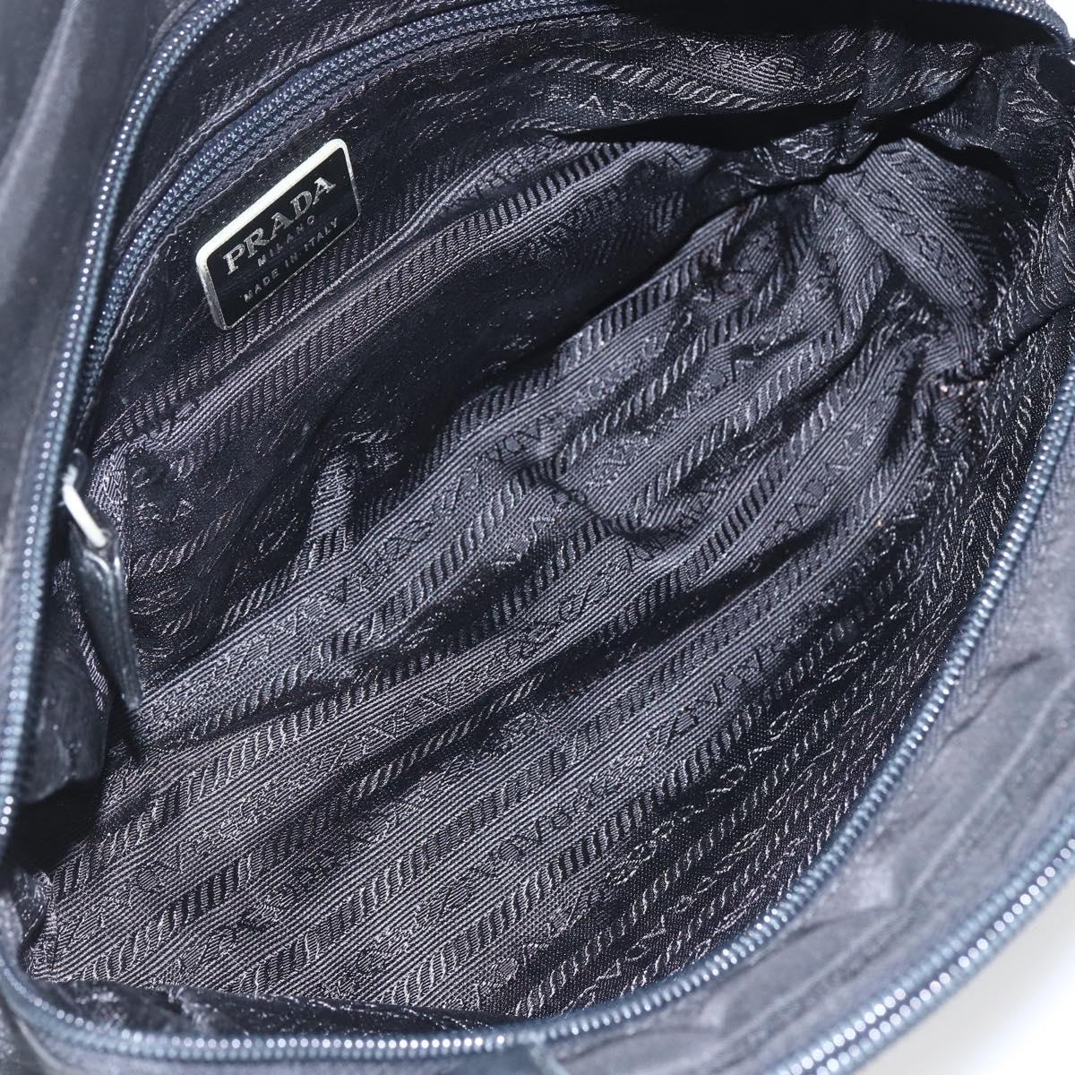 PRADA Tote Bag Nylon Black Silver Auth bs32383