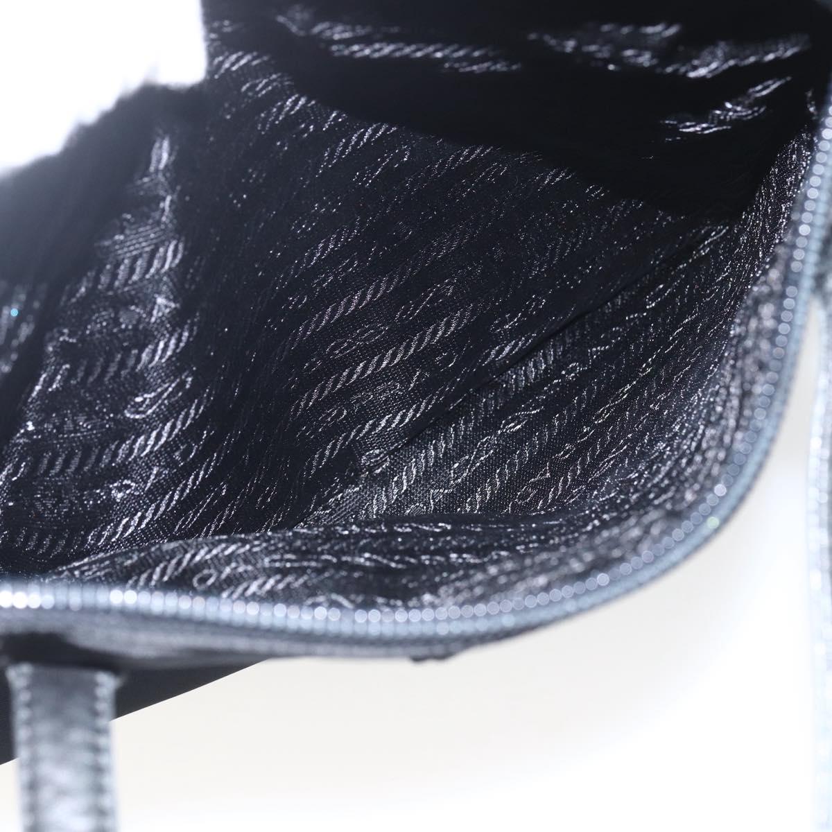 PRADA Tote Bag Nylon Black Silver Auth bs32383