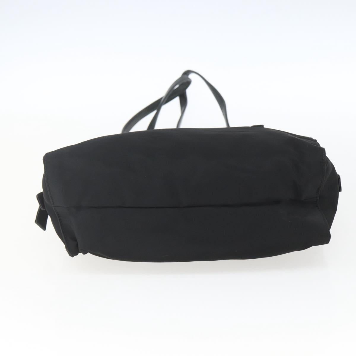 PRADA Tote Bag Nylon Black Silver Auth bs32383