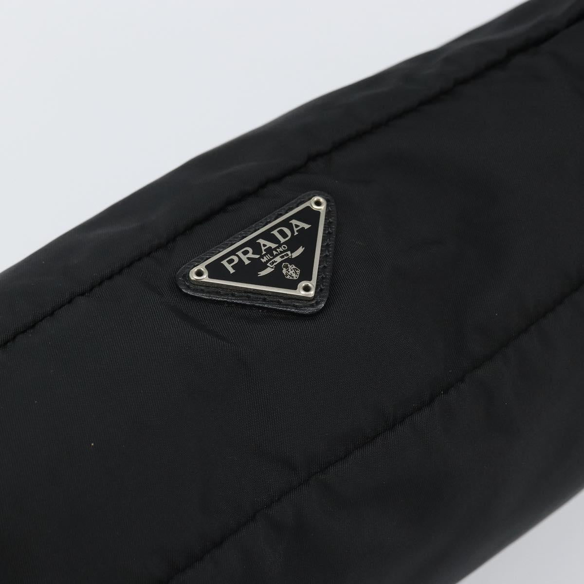 PRADA Clutch Bag Nylon Black Silver Auth bs32384