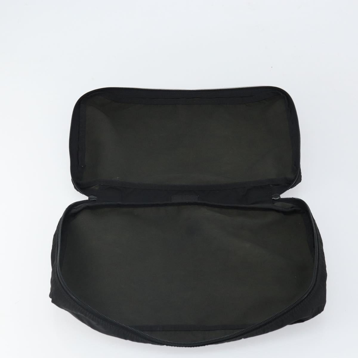 PRADA Clutch Bag Nylon Black Silver Auth bs32384