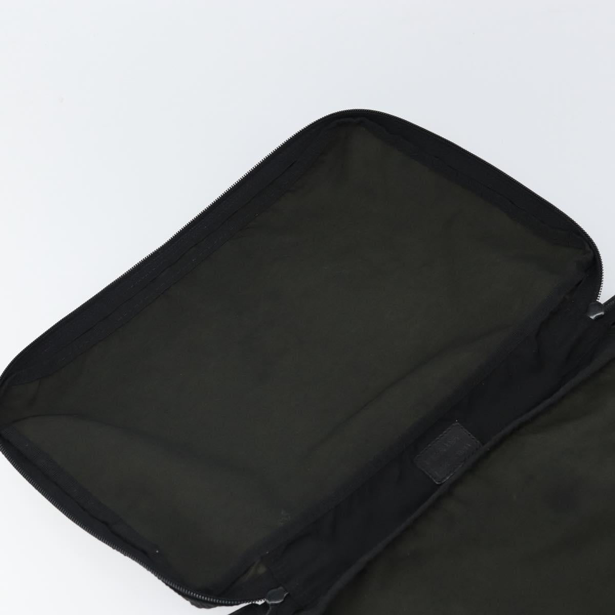 PRADA Clutch Bag Nylon Black Silver Auth bs32384