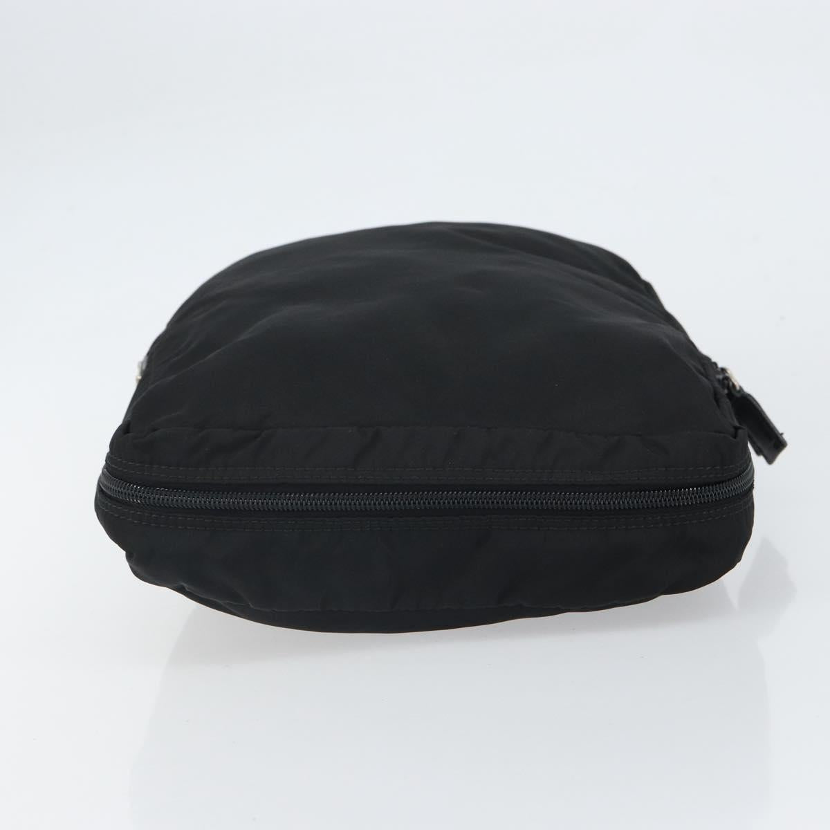 PRADA Clutch Bag Nylon Black Silver Auth bs32384