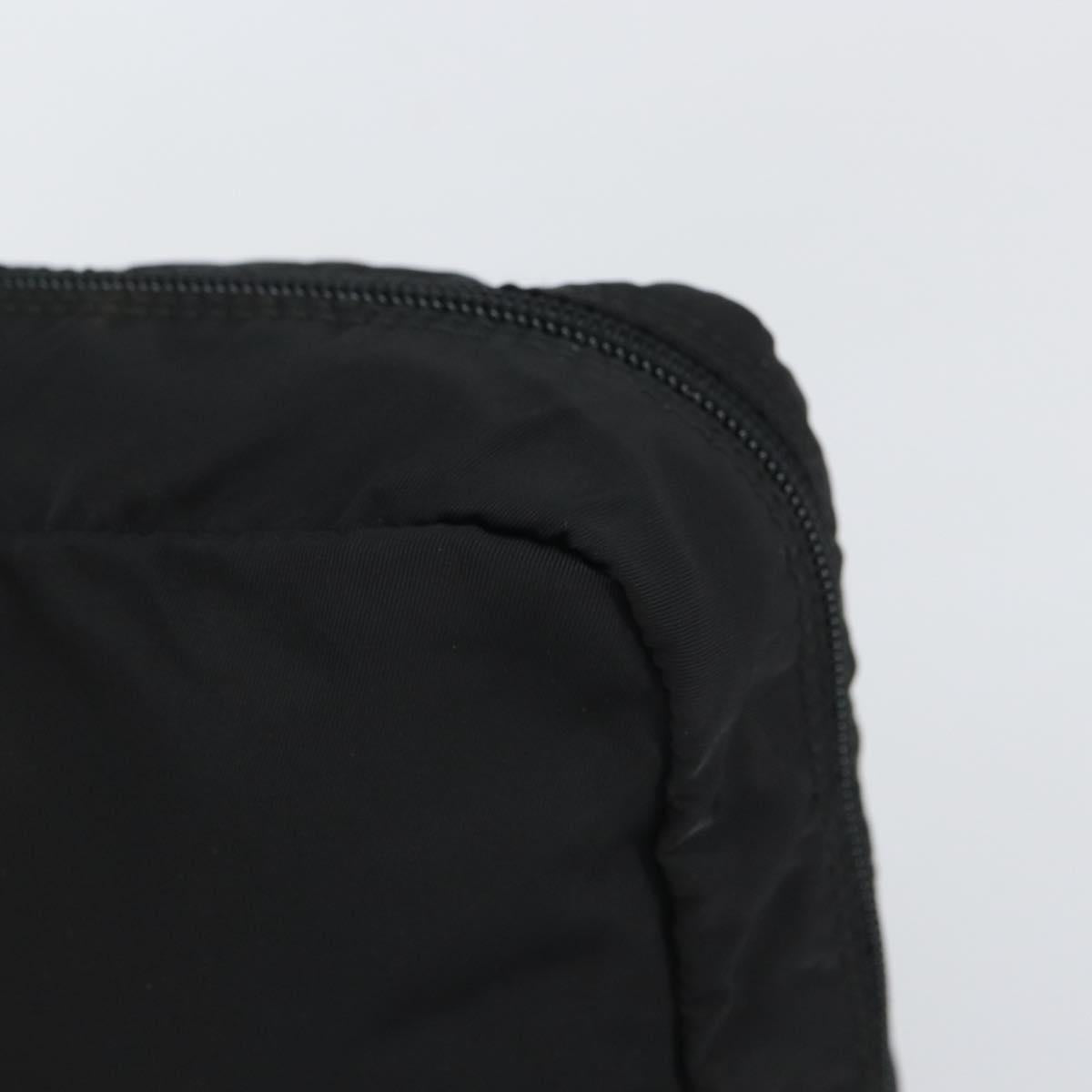 PRADA Clutch Bag Nylon Black Silver Auth bs32384