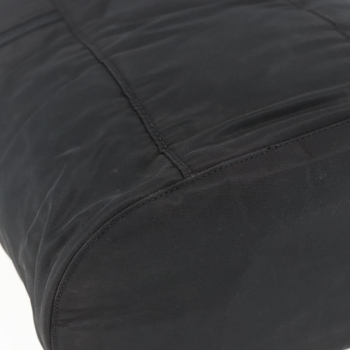 PRADA Hand Bag Nylon Black Silver Auth bs32385