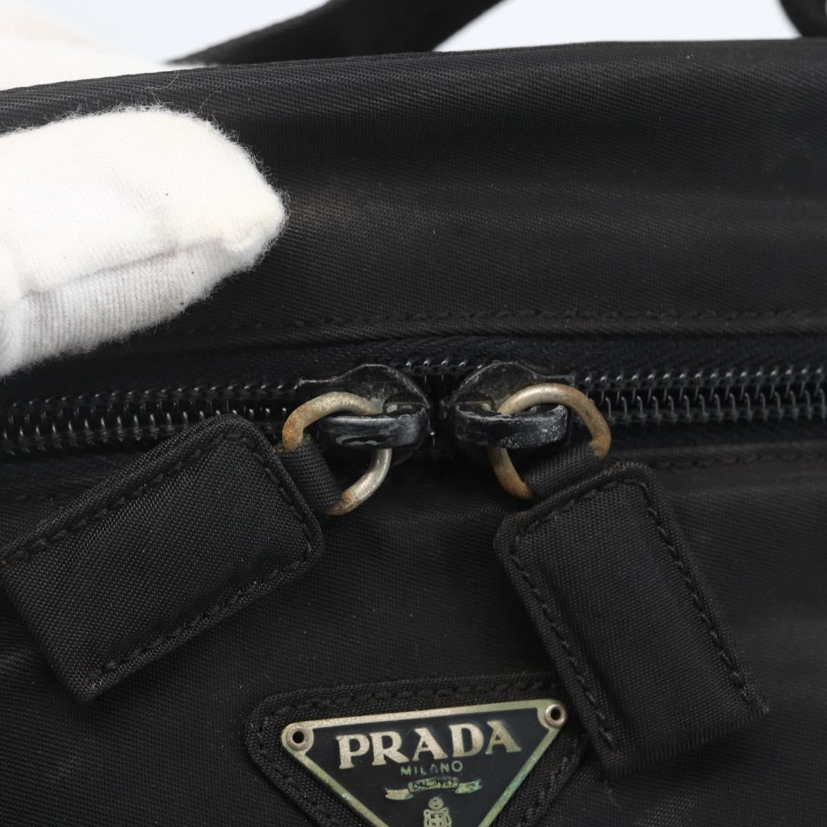PRADA Hand Bag Nylon Black Silver Auth bs32385