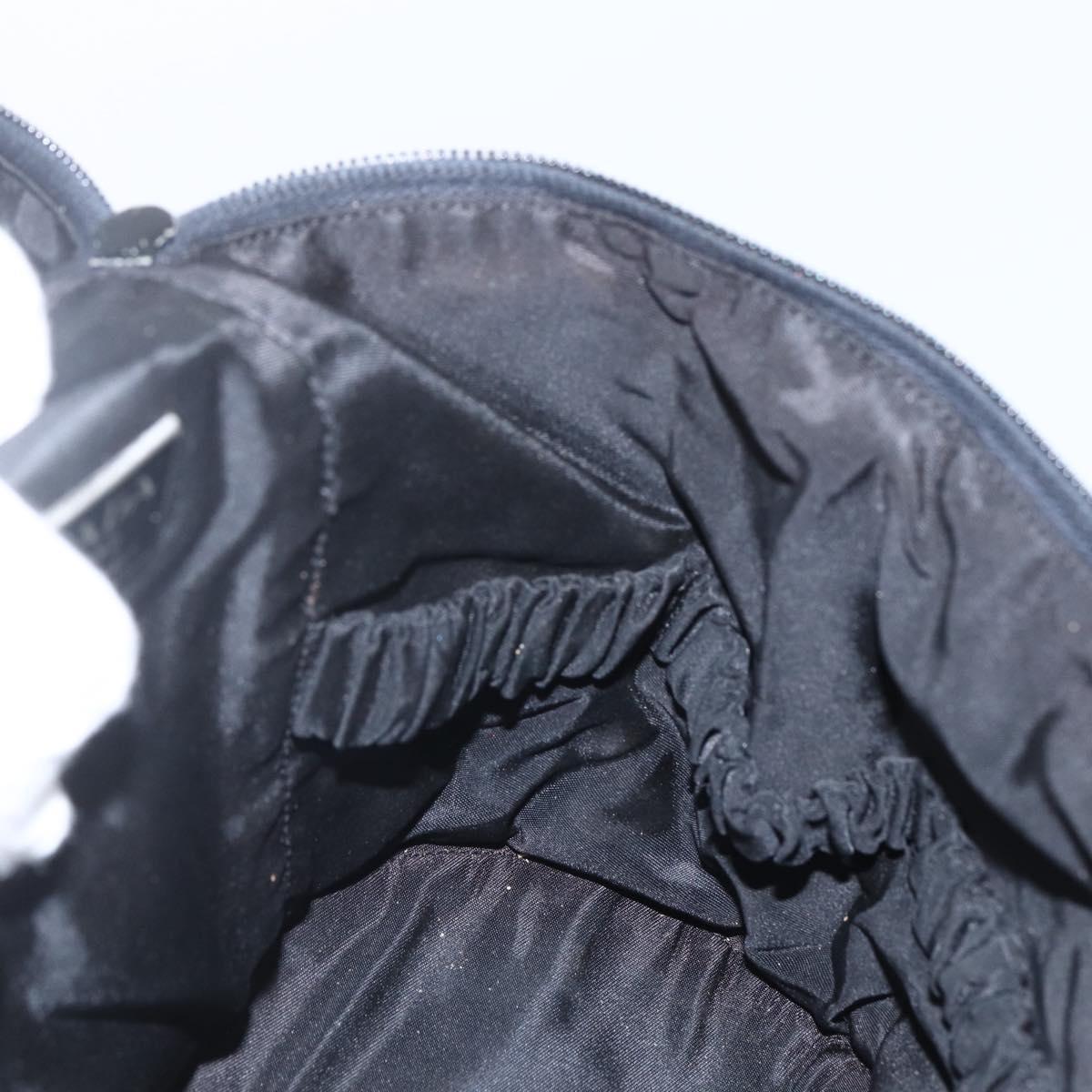 PRADA Hand Bag Nylon Black Silver Auth bs32385