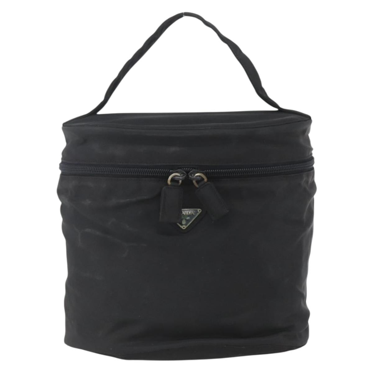 PRADA Hand Bag Nylon Black Silver Auth bs32385