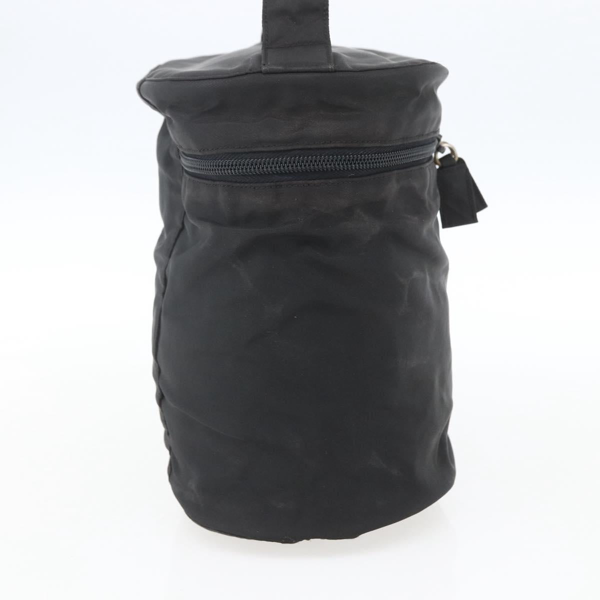 PRADA Hand Bag Nylon Black Silver Auth bs32385