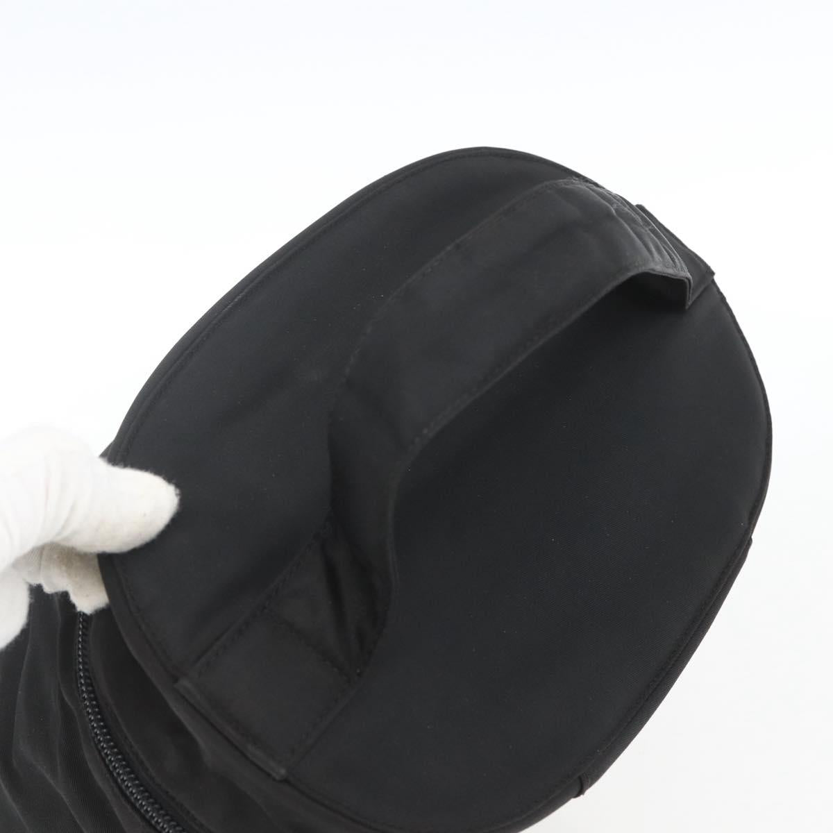 PRADA Hand Bag Nylon Black Silver Auth bs32385