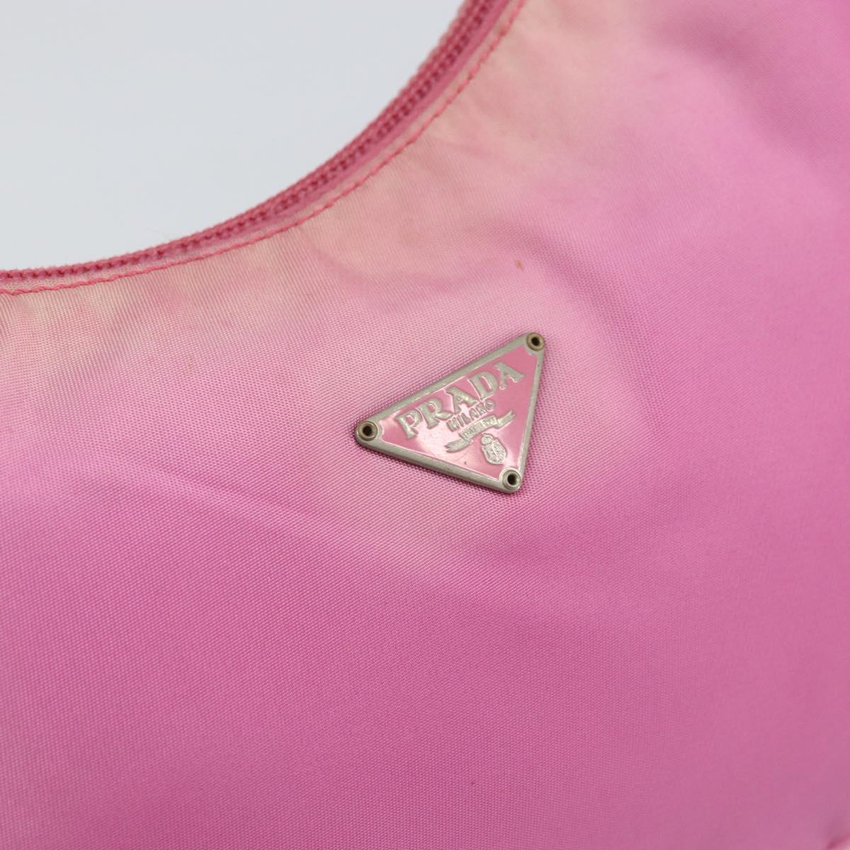 PRADA Hand Pouch Nylon Pink Auth bs32387