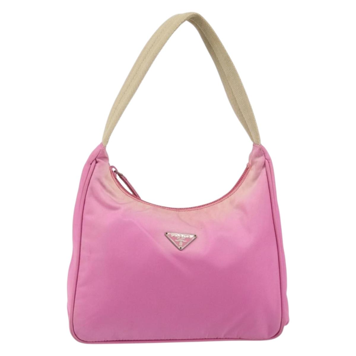 PRADA Hand Pouch Nylon Pink Auth bs32387