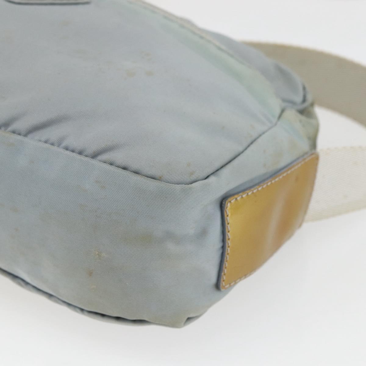PRADA Shoulder Bag Nylon Light Blue Silver Auth bs32390