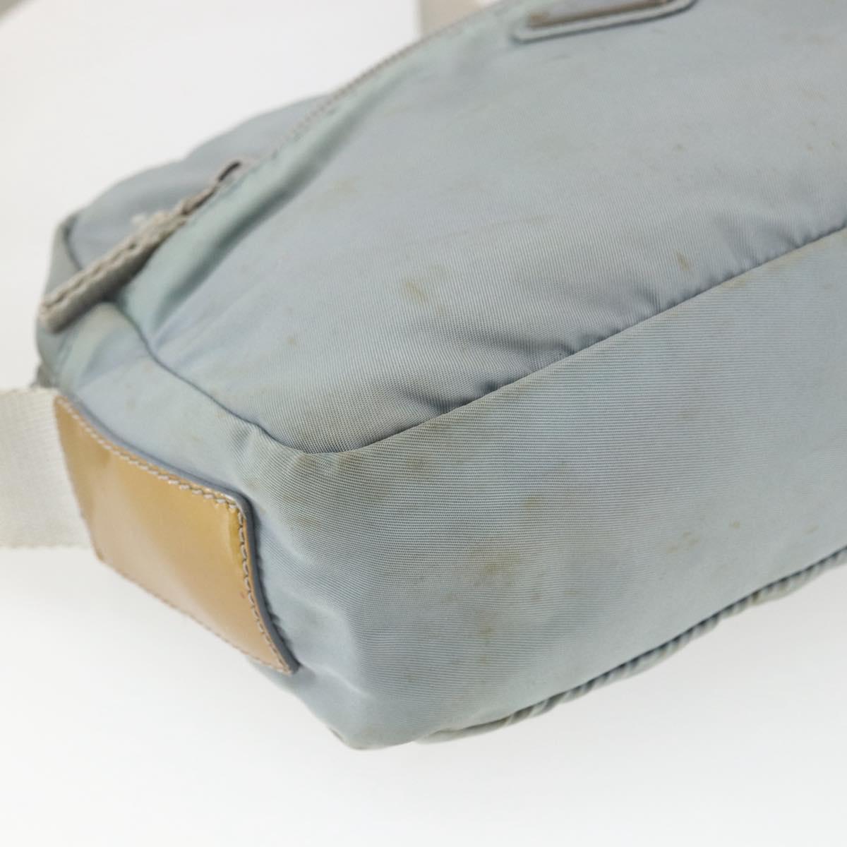 PRADA Shoulder Bag Nylon Light Blue Silver Auth bs32390